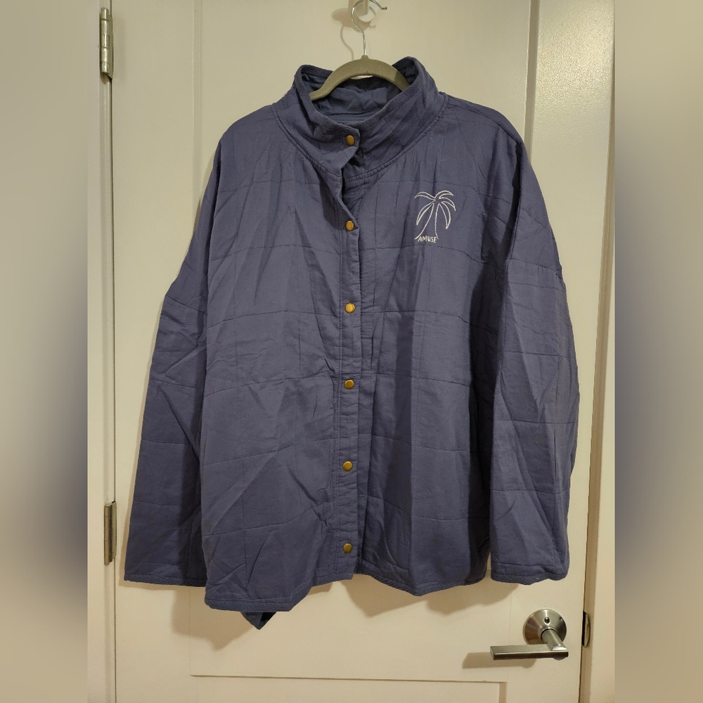 Amuse Society Blue Jacket with Quilted Design